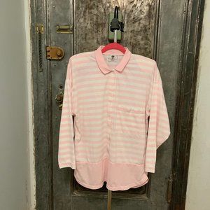 Large Medium Vintage 80s 90s Cucamonga Clothing Co long sleeve polo shirt pink a